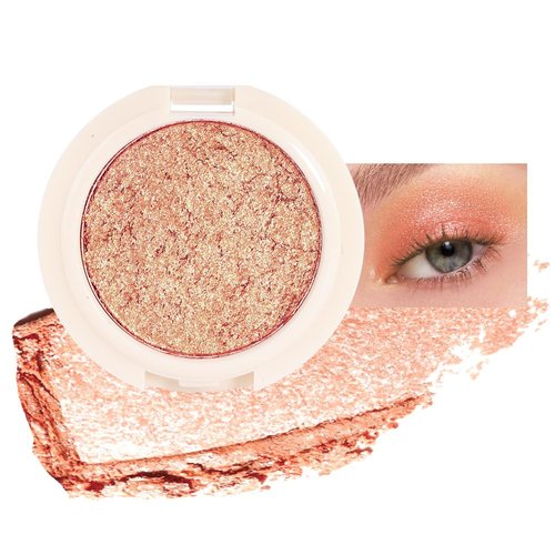 HHLTOH Ultra Pigmented, Silky Smooth, Talc-Free Single Shimmer Matte Eyeshadow. Moisturizing Formula, Cruelty-Free. Choose from 7 Stunning Shades. (07# Orange Gold Shimmer, 1 Count (Pack of 1))
