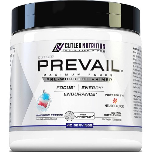 Prevail Pre Workout Powder with Nootropics: Pre Workout for Men and Women, Cutting Edge Energy and Focus Supplement with L Citrulline, Alpha GPC, L Tyrosine, Neurofactor | Rainbow Freeze, 40 SRV