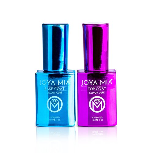 JOYA MIA - Base and Top Coat Nail Polish, Gel Polish Set, No Wipe Gel Top Coat + Gel Base Coat, Soak-Off Gel Nail Coats, Super Adhesive & Long-Lasting, High-Gloss Finish, 15 ml each