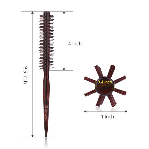 PERFEHAIR Small Round Hair Brush for Blow-drying, 1 Inch, Nylon Bristle Roller Hairbrush for Styling Men's & Women's Short, Thin, Fine Hair or Beard