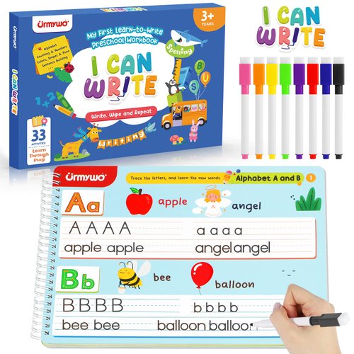 Preschool Learning Activities Kindergarten Books - Learning Educational Toys Tracing Books - I Can Write Handwriting Practice Activity Book, Travel Toys Christmas Birthday Gifts for Kids Ages 3-6