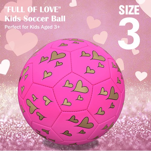 PP PICADOR Kids Soccer Ball Size 3, Toddler Pink Soccer Balls for Little Girls Boys Child 4-8 Gift Toys Outdoor Home Sport with Pump