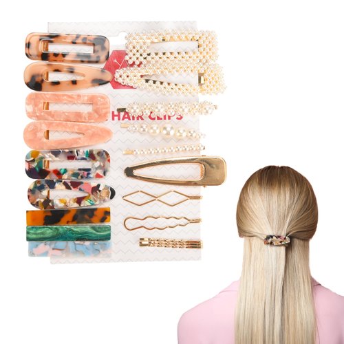 HAWWWY Hair Clips Set of 20 - Pearls Decorative MultiColour Hair Clips, Hair Accessories for Girls, Women, Small Snap Hair Clips with Resin, Acrylic, and Metal