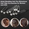 AKOAK 40 Pcs Bride Diamond Pearl Flower Tiara Wedding Bridesmaid Pearl Flower Hair Pin Delicate and Elegant Female U-pin Metal Hair Fork for Women's Hair Jewelry