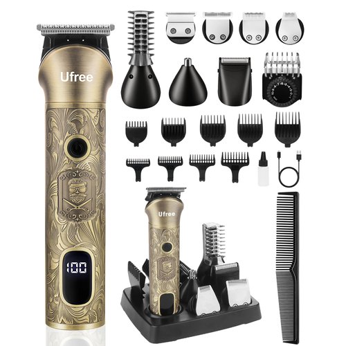 Ufree Beard Trimmer for Men, Electric Razor, Cordless Hair Clippers Shavers for Men, Shaving Kit for Mustache, Body, Nose, Ear and Face, 7 in 1 Beard Grooming Kit, Gifts for Men