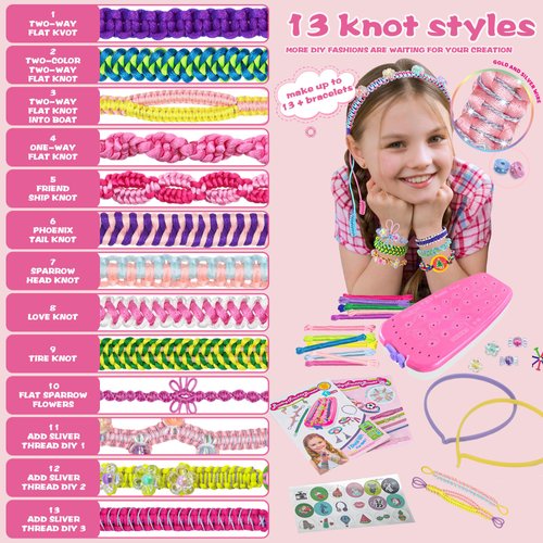 Friendship Bracelet Making Kit for Girl, Arts and Crafts Kit for Kids Ages 7-16, Jewelry Making Kit for Girls Ideas Gifts, Perfect Christmas Birthday Gifts for Girls Ages 7 8 9 10 11 12 13 Year Old