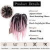 Claw Clip Messy Hair Piece Tousled Updo Messy Hair Bun Hair Scrunchies Synthetic Wavy Curly Chignon Hair Extension Ponytail Hairpieces for Women (Balck mixed Pink)