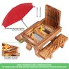 MIXXIDEA Wooden Squirrel Feeder Table with Umbrella, Squirrel Picnic Table for Outside, Brown Squirrel Feeder with Corn Cob Holder Cute Chipmunk Feeder (Red Umbrella)