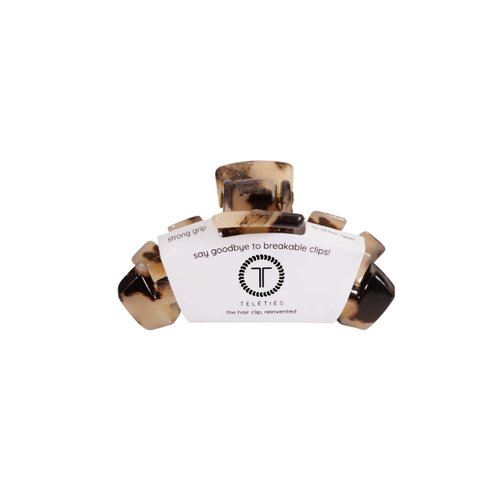 TELETIES - Tiny Hair Clip - Strong Grip, Bendable Teeth, Comfortable Curved Design - Ideal for Thin Hair, Kids, Half-up Hairstyles - For All Hair Textures - Blonde Tortoise