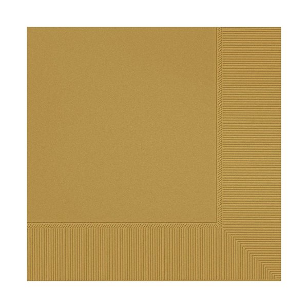 Amscan 19 3-Ply Beverage Napkins Party Supply, 5" x 5" Pack of 40, Gold