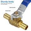 1/2 Pex Ball Valve Brass Shut Off Fitting 2 Pack Water Barb Tubing Drain with Handle