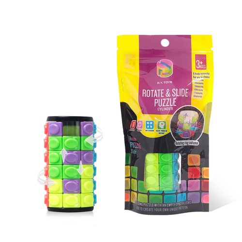 R.Y.TOYS Rotate and Slide Puzzle-Design Patent,Fidget Toys(Restore Order/Create Patterns) 8 Colors,6 Layers-Detach Piece for Quick Play,Brain Teaser,Sensory Toys,Birthday Gifts,Stocking Stuffers