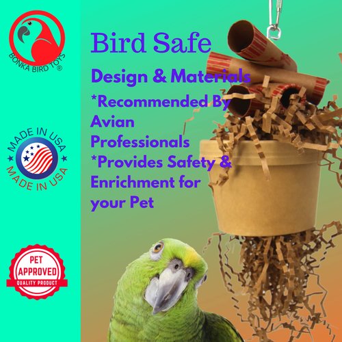 Bonka Bird Toys 3868 Money Pot Small Medium Bird Toy Treat Box Foraging Paper Chew Coin Tube Shred Cockatiel Parakeet Conures and Other Similar Birds