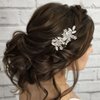 Jakawin Rhinestone Bride Wedding Hair Piece Silver Pearl Hair Clip Crystal Flower Headpiece Bridal Hair Accessories for Women HCl045 (1 Silver)