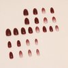 24Pcs Red Press on Nails Short Almond Fake Nails Sequins Glitter Full Cover Tip Stick on Nails with Glue Red Flower Bling Glossy Designs Artificial Acrylic False Nails for Women Manicure Decorations