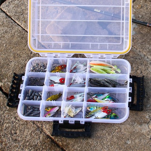 Ruisheng AT Transparent Airtight Fishing Tackle Box 3600/3700 Tackle Trays With Removable Dividers Waterproof Sunscreen Lure Box for Freshwater Saltwater Tackle Storage Tackle Box Organizer (3600×1)
