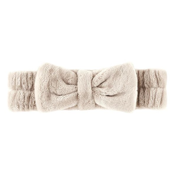 Bella Sleep + Spa Bow Headbands for Skincare Ultra Soft Plush Luxury Spa Headband, One Size, Flax