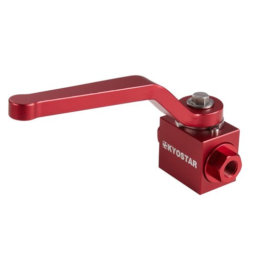 KYOSTAR 1/8" NPT Shut Off Valve, Aluminium Brake Line Lock Shut Off Valve Billet, Red