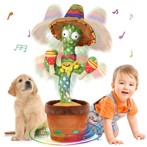 Dancing Cactus Toys, Talking Cactus Toy for Baby Boys Girls, Cactus Baby Toy 6 to 12 Months Singing Cactus Toys Dancing Cactus Mimicking Toy Repeating Musical Toys, Educational Toys