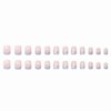 MERVF Short Press on Nails Square Fake Nails Blue French Tip Squoval Glue on Nails with Flower Design 24pcs Glossy Ombre Artificial Acrylic Nails for Women