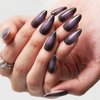 GLAMERMAID Black Pink Ombre Press on Nails Medium Almond, Purple Aurora Fake Crush Nails, Glossy Gel Glue on Nails Short Oval Stick on Blush Nail Set, Glitter Acrylic Stiletto False Nail Kit for Women