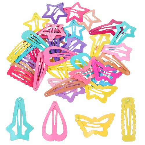 Healeved 36PCS Hair Clips for Girls Snap Hair Clips Non Slip Star Heart Butterfly Barrettes Toddler Hair Pins Metal Hair Clips Hair Barrettes for Women Girls Hair Accessories