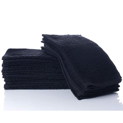 SIMPLI-MAGIC 79217 Black Cotton Washcloths, 12" x 12", 24 Pack