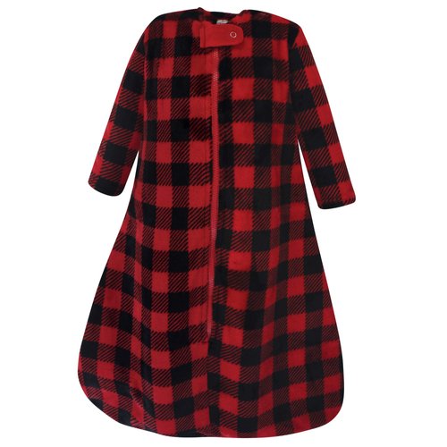 Hudson Baby Unisex Baby Plush Sleeping Bag, Sack, Blanket, Buffalo Plaid Long-Sleeve, 12-18 Months