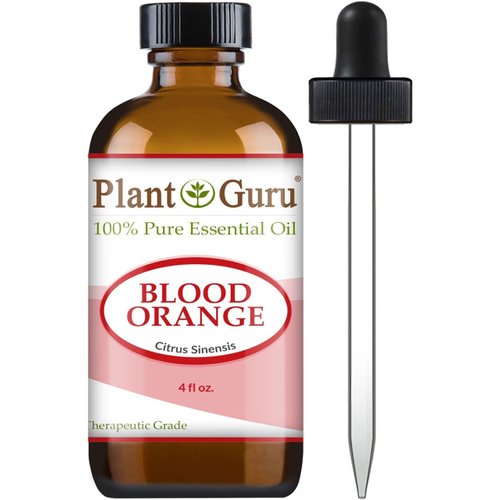 Blood Orange Essential Oil 4 oz. 100% Pure Undiluted Therapeutic Grade Citrus Sinensis, Cold Pressed from Fresh Peels, for Aromatherapy Diffuser, Relaxation and Calming, Natural Cleaner.