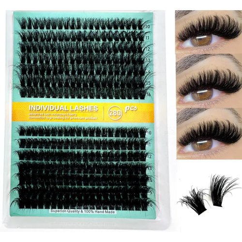 Thick Eyelash Clusters D Curl Wispy Individual Lashes Cluster Eyelash Extensions 280pcs False Mink Eyelashes DIY 5D Fluffy Lash