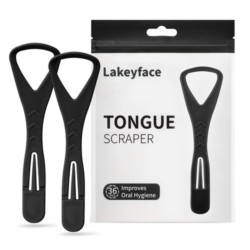 36 Counts Tongue Scrapers with Dental Picks, BPA Free Tongue Cleaner Scrapers for Adults & Kids, Plastic Tongue Scrubber with Zipper Bag Great for Oral Care and Fresh Breath On the Go,Black