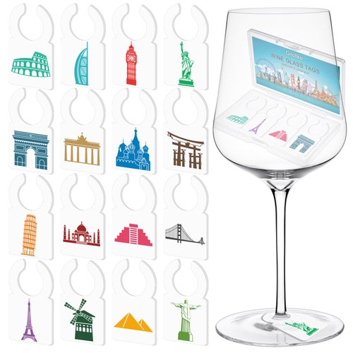 Gnollko 16pcs Wine Glass Charms,Wine Glass Marker Tags,Wine Charms for Stem Glasses,Wine Tasting Party Gifts Favors Decorations Supplies
