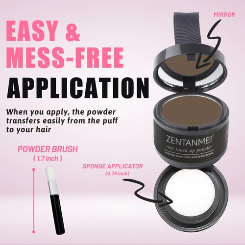 ZENTANMEI Root Touch Up Hairline Powder for Women & Men, Gray Hair Cover Up, Hairline Shadow Powder Waterproof & Windproof, 0.14 oz Root Cover Up Powder for Thinning Hair (Brown)