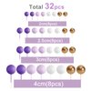 ASTARON 32 Pcs Ball Cake Topper Decorations Mini Balloons Cake Topper Sticks Foam Balls Cake Picks Cake Topper Balls Cake Decorations for Wedding Party Birthday Cake Decorating (Purple Gold)