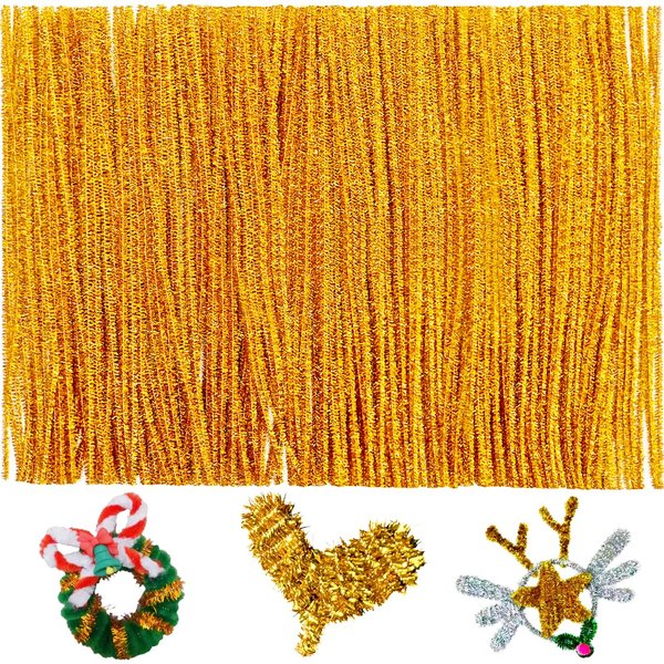 GAGANIU 200pcs Pipe Cleaners, Pipe Cleaners for crafts, Craft Supplies Chenille Stems for Art&Craft Christmas DIY projects(12inch*6mm,Golden Glitter)