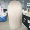 Guanyuhair 13x4#60 Color Platinum Blonde Short Bob Wigs Lace Front Wig Human Hair With Pre Plucked Brazilian Ash Blonde Straight Bob Wig (10inch)