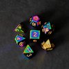 FanRoll by Metallic Dice Games 16mm Metal Polyhedral DND Dice Set: Torched Rainbow, Role Playing Game Dice for Dungeons and Dragons