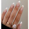 WAFOLOZE Almond Press on Nails,White French Tip Almond Nails Medium Fake/False Nails with Pearl Nails Press on Designs Acrylic Artificial Nails Stick on Nails for Women 24Pcs