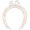 FASOTY 50th Birthday Pearl Crown 50th Birthday Tiara for Women Happy Birthday Headband with Rhinestones 50th Birthday Presents for Her Birthday Accessories for Women 50th Birthday Decorations