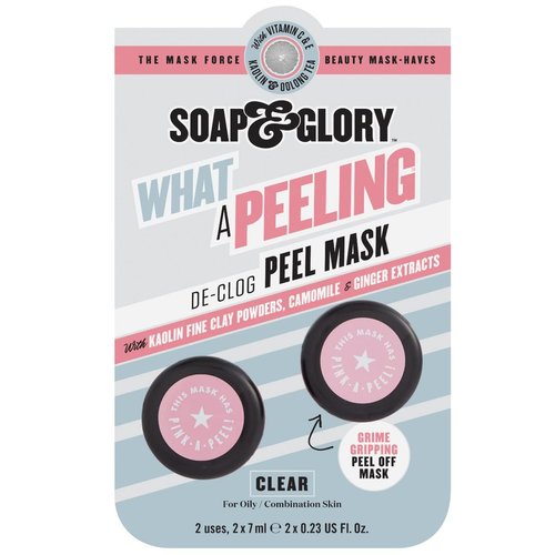 Soap & Glory What A Peeling Purifying Peel Off Face Mask - Chamomile + Kaolin Clay Pore Minimizing Mask For Oily Skin - Peel Off Mask with Skin Purifying Ingredients (2 masks)