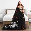 Cute Rabbit Blanket Just A Girl Loves Bunnies Throw Blankets for Girls Women Funny Mushroom Fleece Cozy Flannel Warm Soft Fuzzy Plush Stuffed Animal for Sofa Bed Decor Gifts for Kids Adults 50"x40"