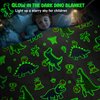 Dinosaur Toys for Ages 2-4 - Dinosaur Gifts for Kids 5-7, Dino Blanket Boys 8-13 Present Birthday Christmas, Flannel Throw Blanket Glow in The Dark, Valentine's Day Easter Teen Kid 3-5 Child Gift