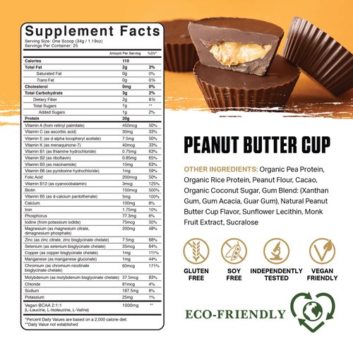 Ambrosia Planta - Premium Organic Plant-Based Protein | Vegan & Keto Friendly | Gourmet Flavors with No Bloating or Stomach Upset | Gluten & Soy Free | No Added Sugar | 25 Servings | Peanut Butter Cup