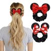 Mouse Ear Hair Scrunchies for Women, Sequins Hair Bow Scrunchies for Girls Velvet Mouse Ears Hair Ties for Ponytail Party Favors Cosplay Costume Cute Hair Accessories, Red Black