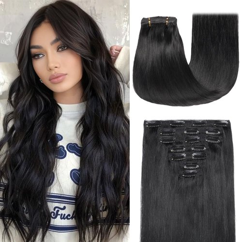 YNSNR Clip in Hair Extensions Real Human Hair,18 Inch 120g 7pcs Remy Hair Extensions Clip ins for Women,Natural Human Hair Clip in Extensions