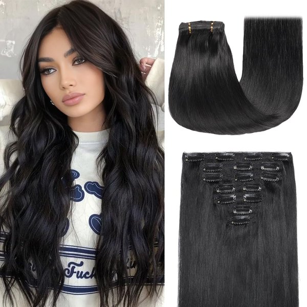 YNSNR Clip in Hair Extensions Real Human Hair,18 Inch 120g 7pcs Remy Hair Extensions Clip ins for Women,Natural Human Hair Clip in Extensions