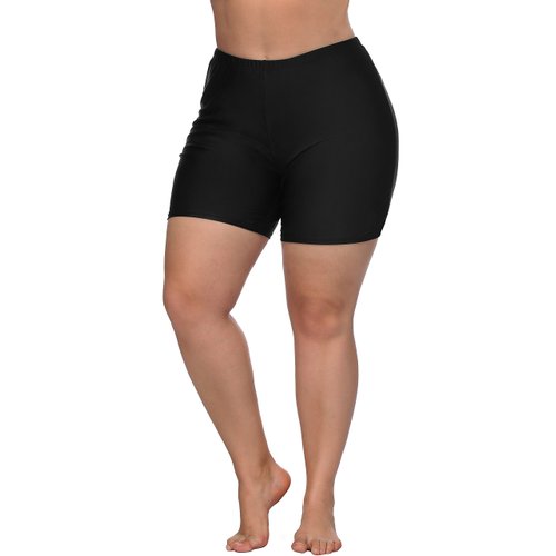 ATTRACO Plus Size Swimsuit Bottoms for Women Tummy Control Swim Boyshorts Black 2X