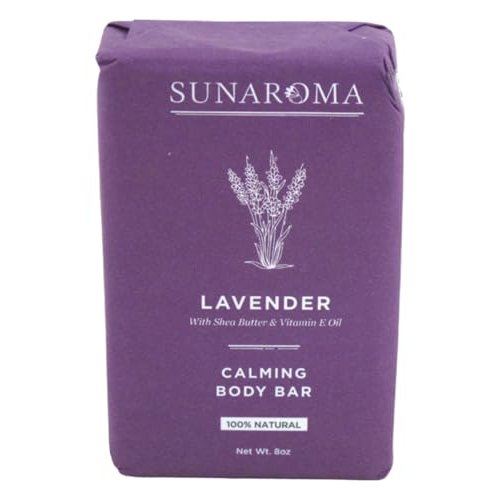 Sunaroma Soap Bar Lavender Shea + Vitamin E Oil 8 Ounce (Pack of 2)