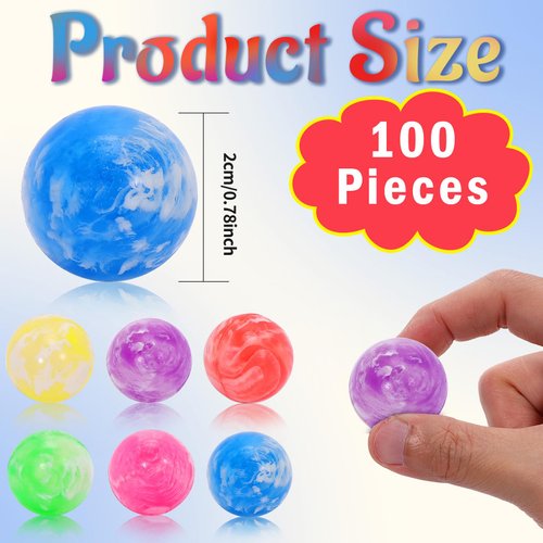 Loccmat 100 Pcs Small Bouncy Balls Bulk,Rubber High Bouncing Balls,Assorted Colorful Bouncy Balls,Mini Neon Cloud Bouncy Balls for Party Favors Birthday Gift Game Prizes Vending Machines (0.72 Inch)