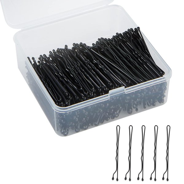 Black Bobby Pins, 400PCS Hair Bobby Pins for Women, Bun Pins for Thick Hair Thin hair and All Hair Types, Hair Pins with Case, 1.97 inch